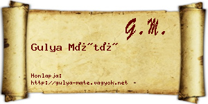 Gulya Máté névjegykártya